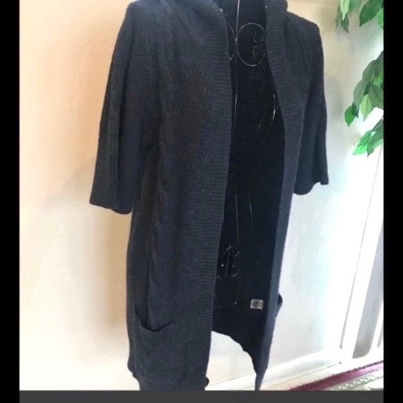 Kenji Angora Blend Short Sleeve Open Cardigan Sz S - Picture 3 of 9